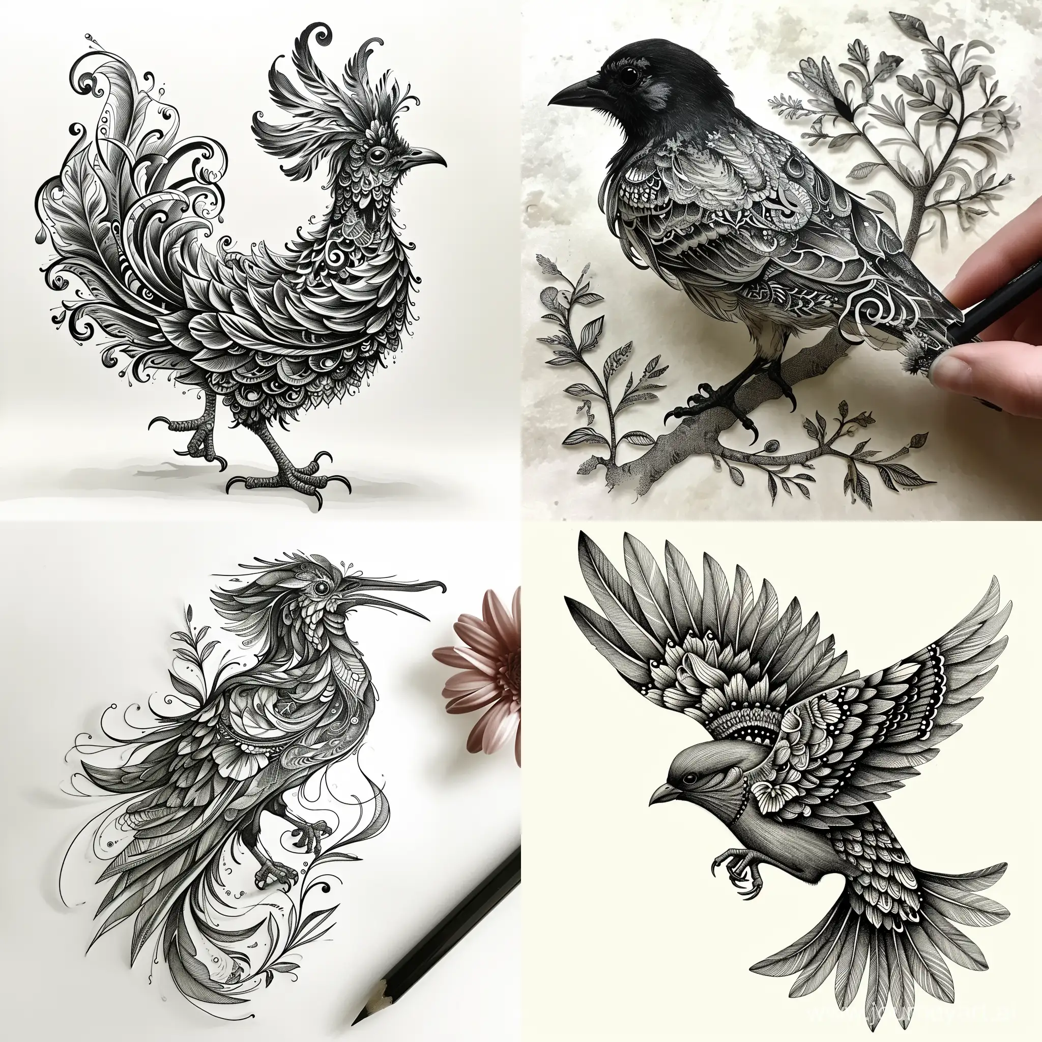 exotic bird with intricate feathers in the style of Jon Carling --stylize 175 --v 6.0 