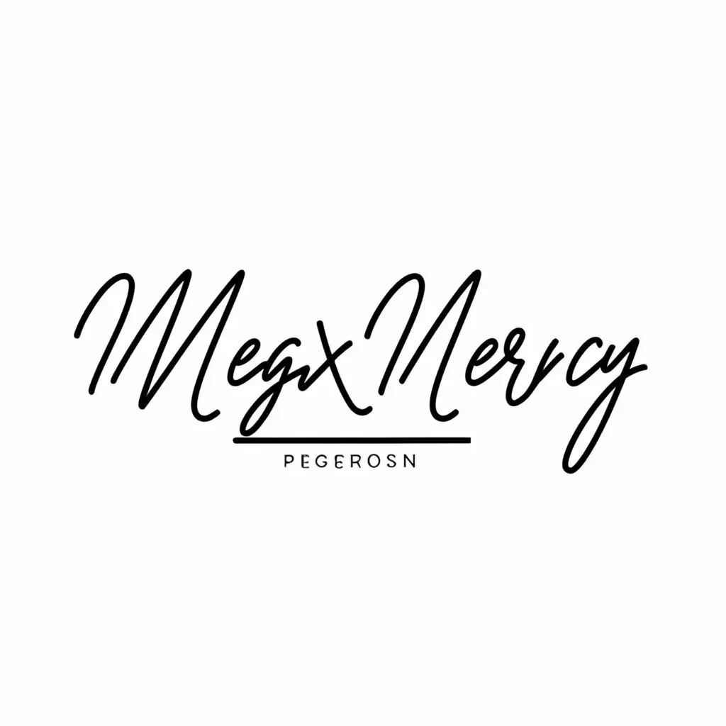 a logo design,with the text "MegxMercy", main symbol:cursive,Minimalistic,clear background