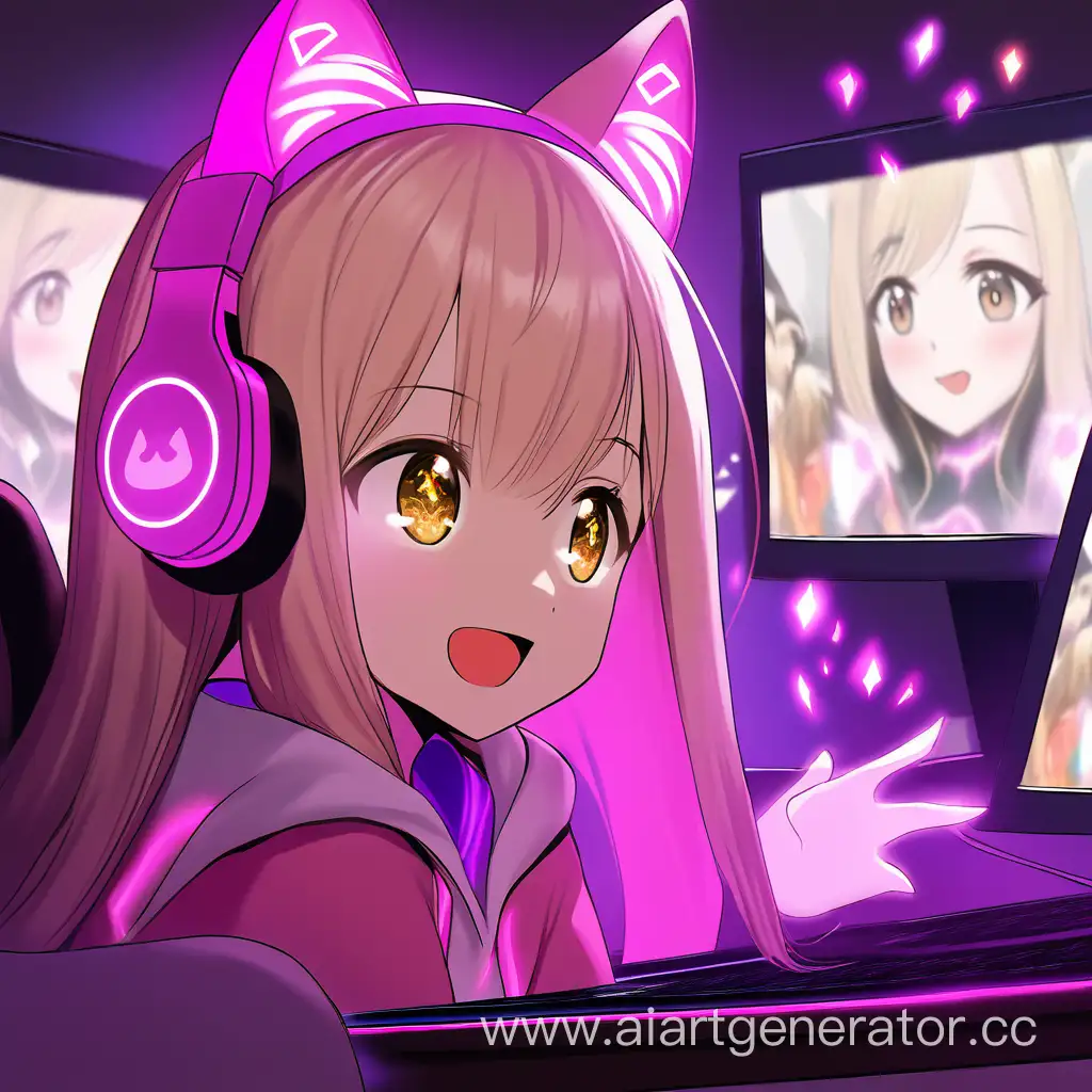 BlondishHaired-Girl-Streaming-Game-with-Cat-Ear-Headphones
