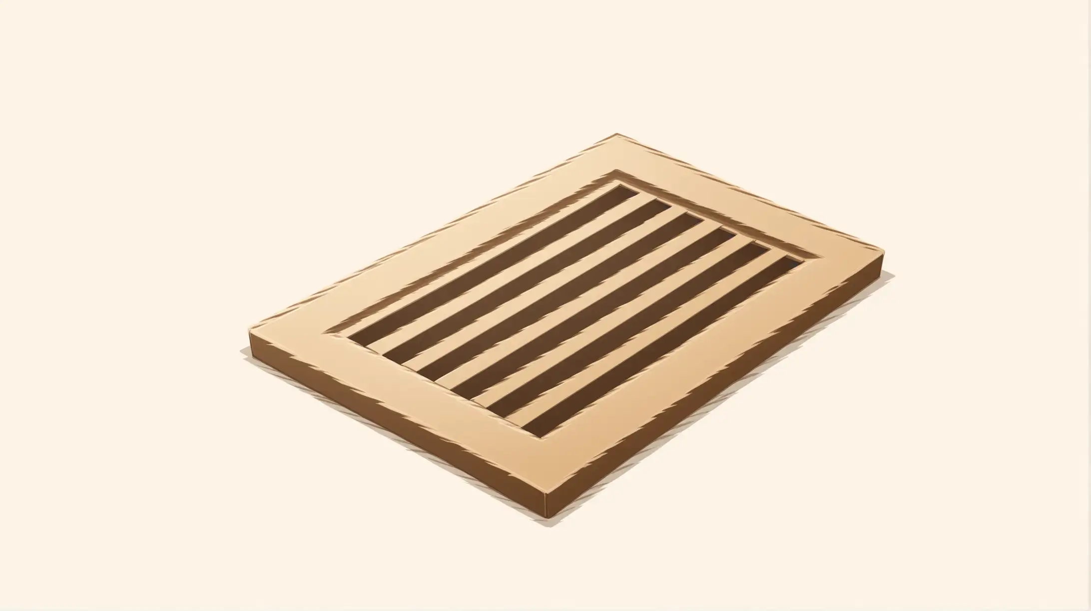 simple illustration of a light brown rectangular vent on floor. On a white background.