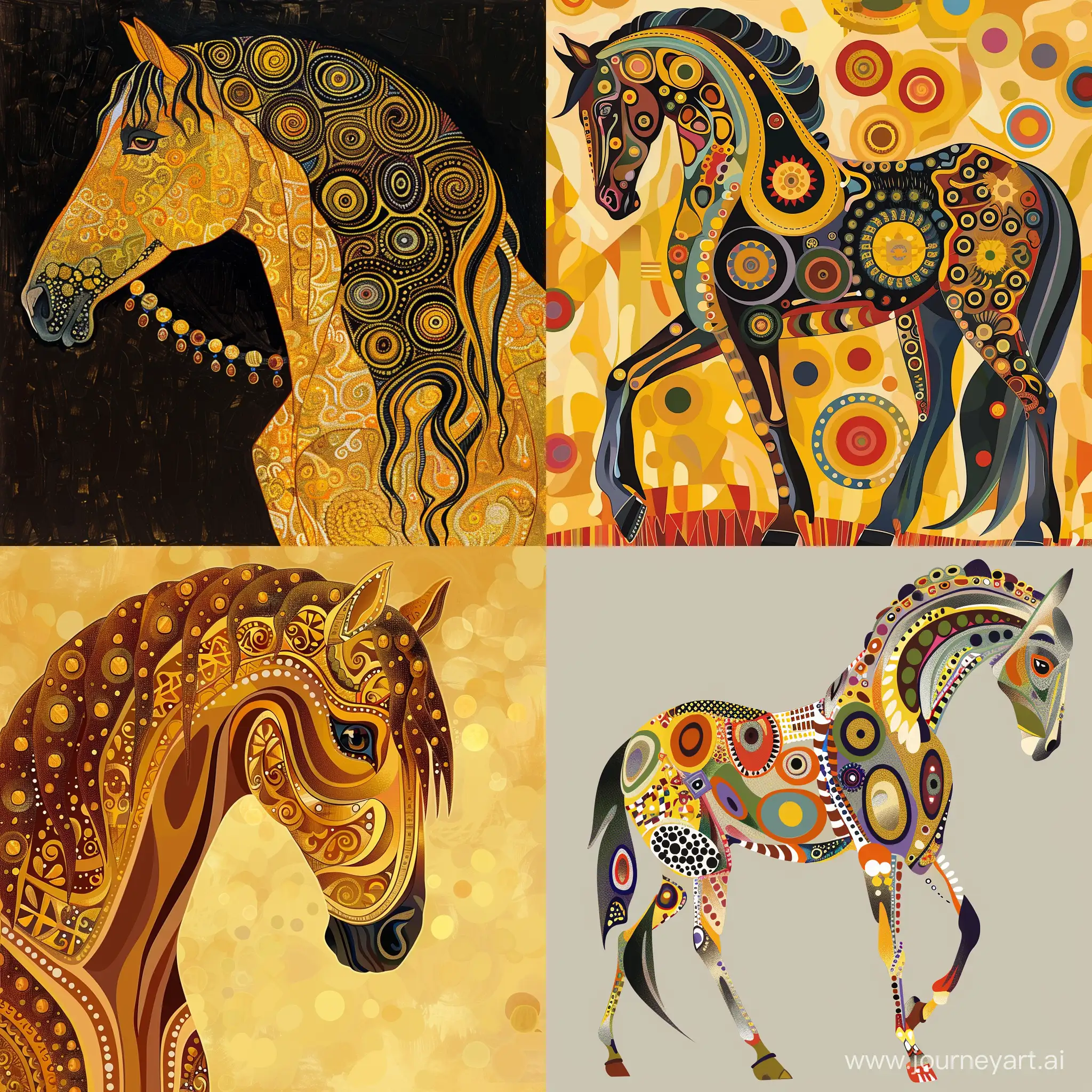 Gustav-KlimtInspired-Horse-Stunning-Flat-Style-Artwork-with-HighQuality-Details