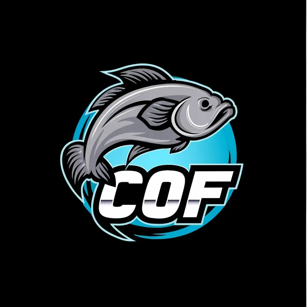 logo, Fighter fish, with the text "COF", typography, be used in Sports Fitness industry
