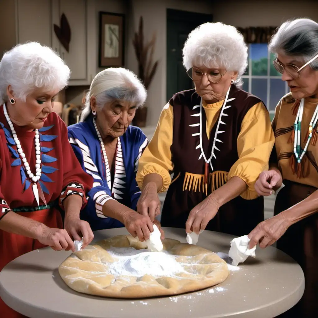 Golden Girls Cooking Fry Bread in Native American Attire