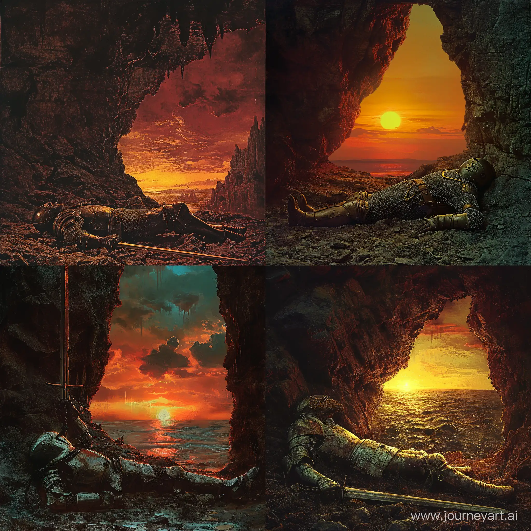 Dying-Knights-Last-Breath-in-Gritty-1970s-Dark-Fantasy-Cave