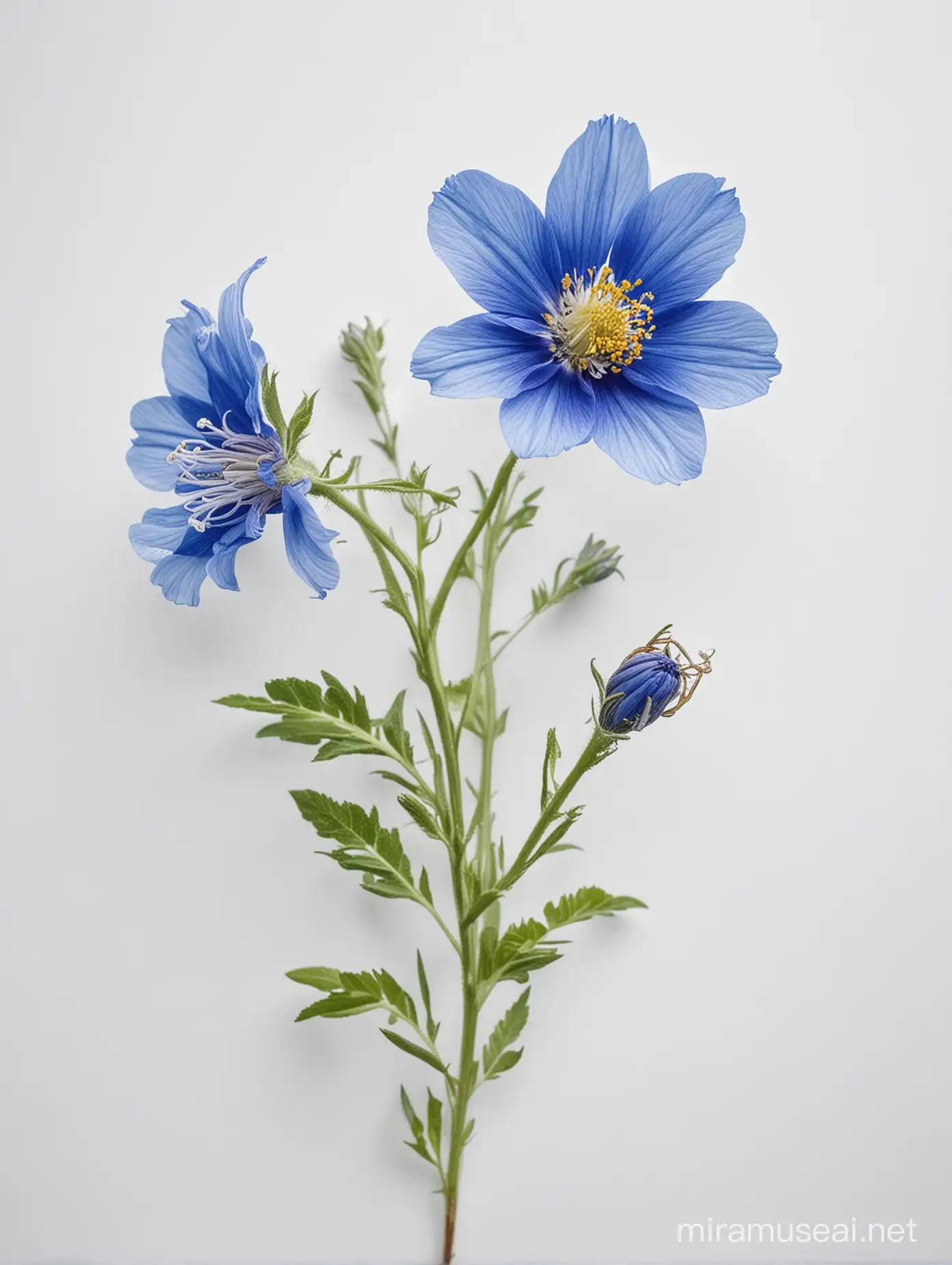 Wild Blue and White Flowers on Natural Background