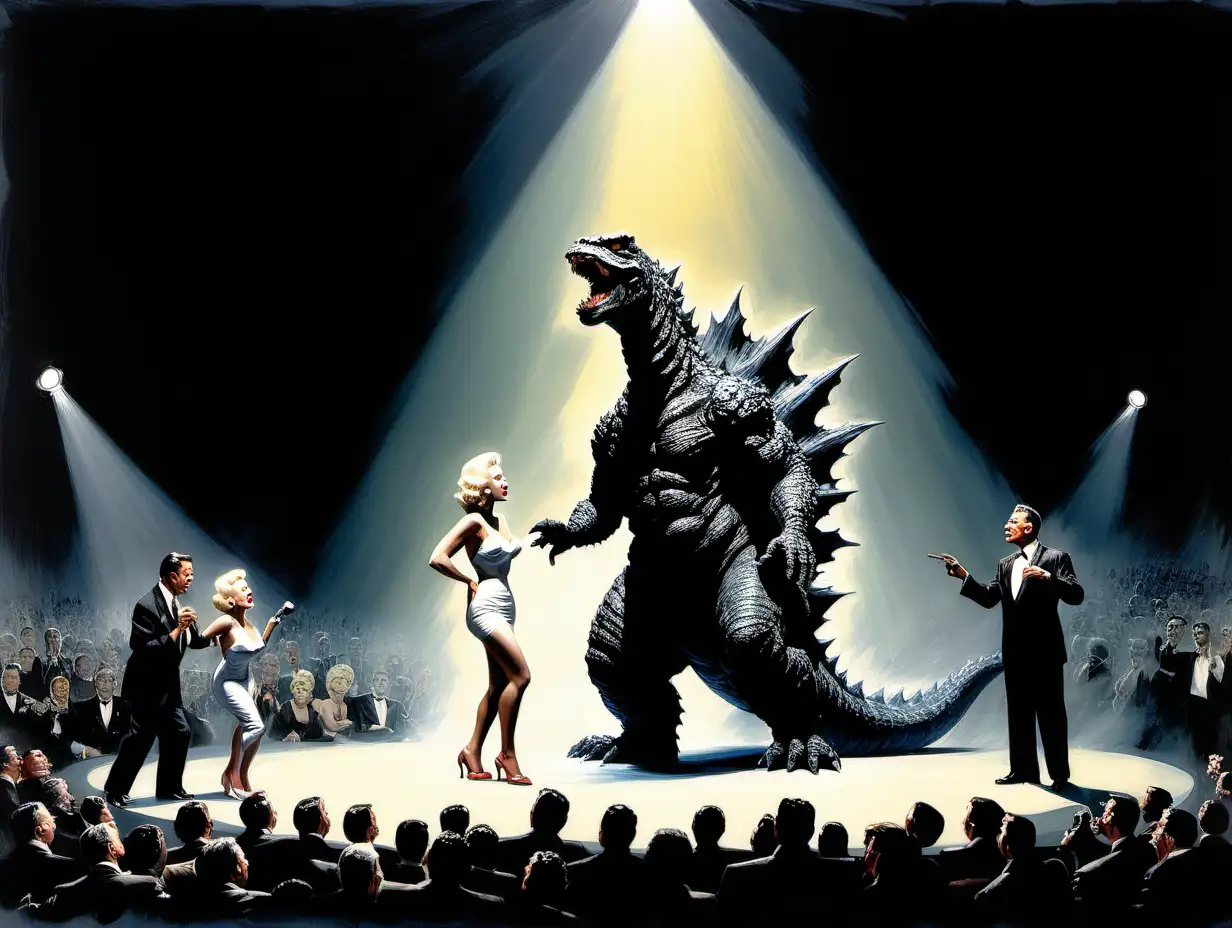 Godzilla Frank Sinatra and Marilyn Monroe Spotlight Performance