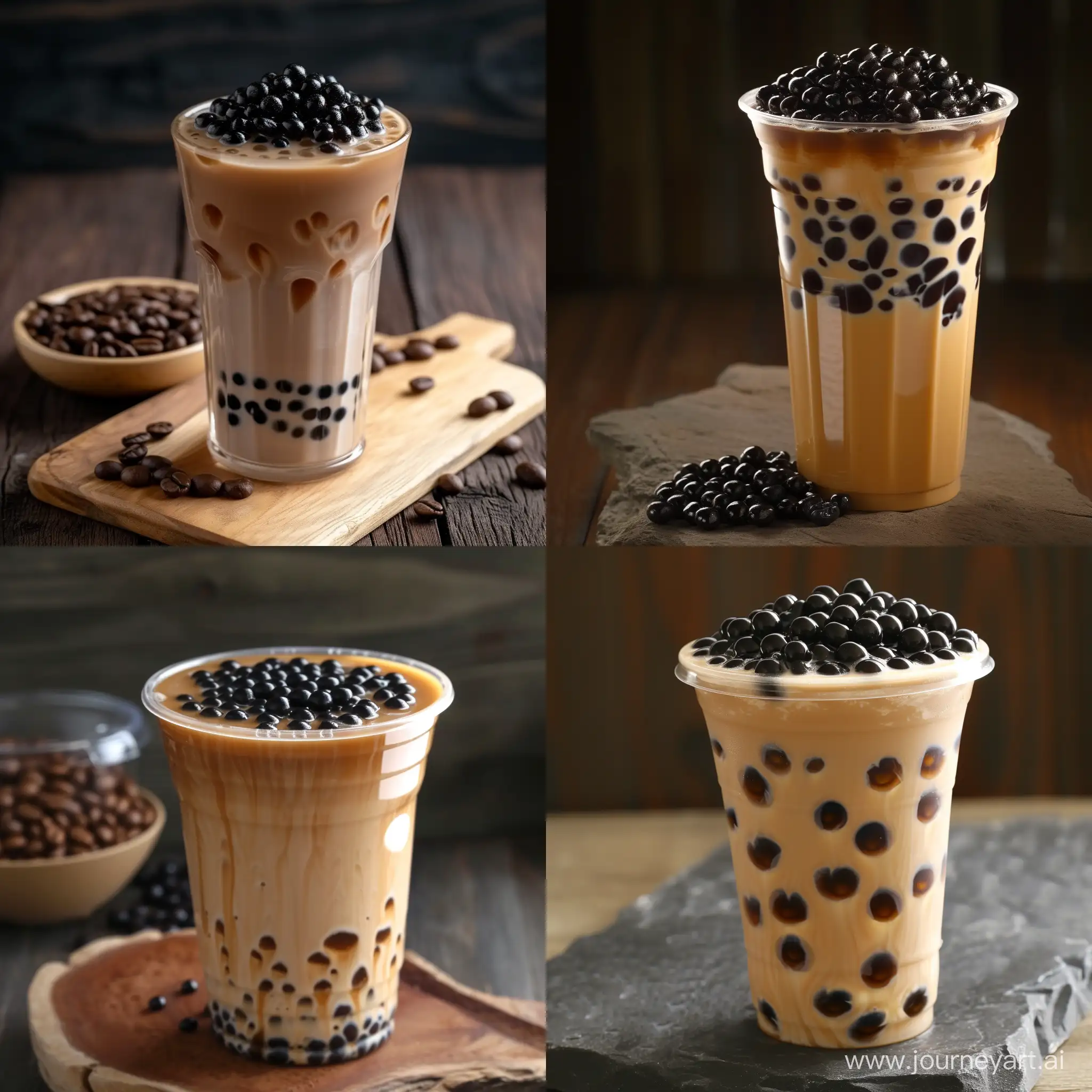 a cup of black sugar pearl milk tea, real, realistic images, real milk tea photos, detailed photos, image photography, coffee photos