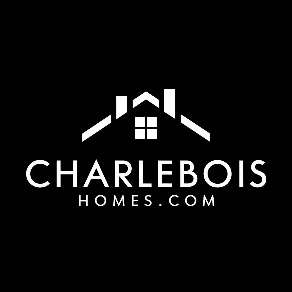 logo, Home, with the text "CharleboisHomes.com", typography, be used in Real Estate industry