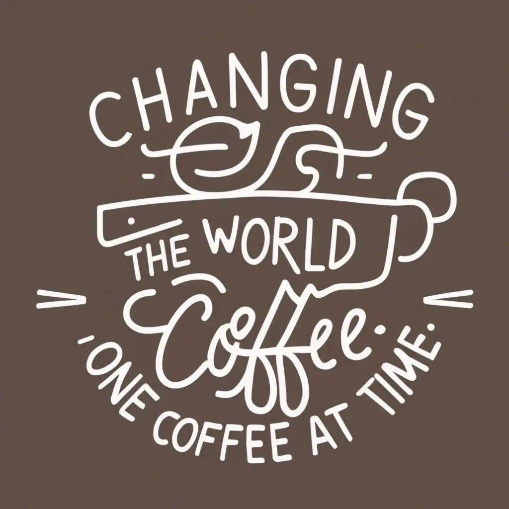 logo, coffee, with the text "Changing the world, one coffee at a time", typography