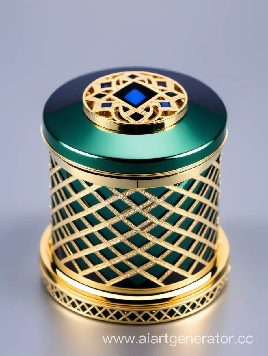 Elegant-Gold-and-Blue-Arabesque-Pattern-Perfume-Bottle-Cap-with-Diamond-Accent