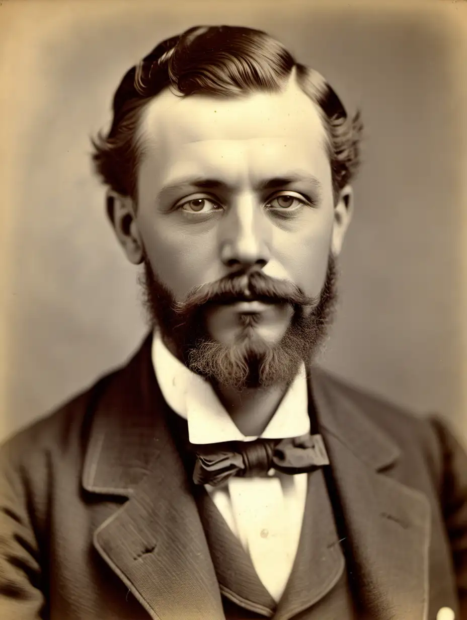 A head and shoulders vintage portrait from around 1900 portraying a man with a beard who emigrated from Funchal, the Island of Madeira, to the United States of America at a very young age, became a millionaire and was prominently referred to as the American cousin.