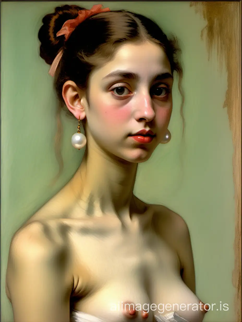 Degas Inspired Art Nude Colombian Princess with Pearl Earrings | AI Image  Generator