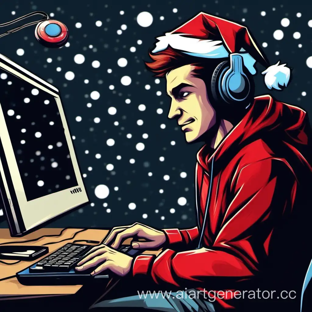 Festive-Christmas-Gamer-Enjoying-Virtual-Wonderland