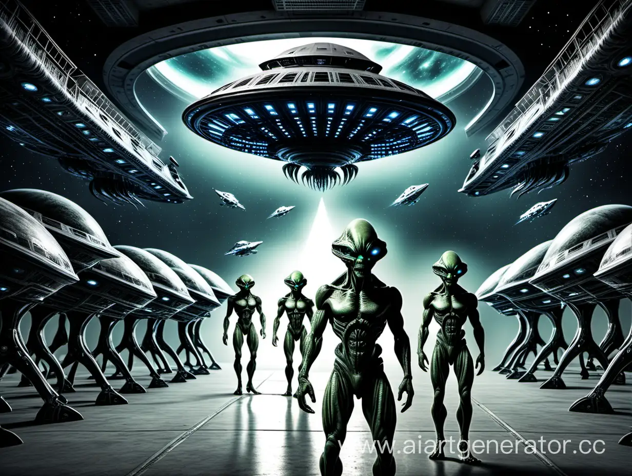 Extraterrestrial-Visitors-Exploring-Classified-Military-Base-with-Spaceships