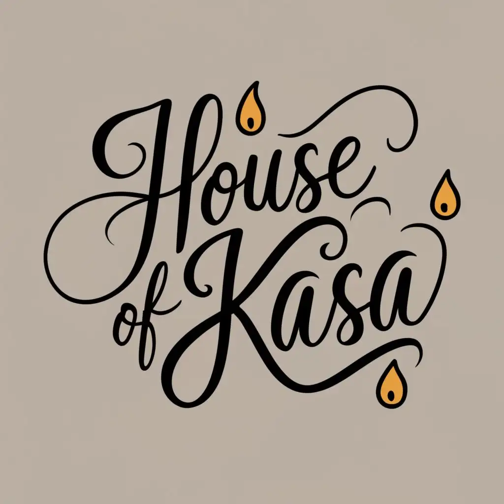 logo, Candles and Home, with the text "House of Kasa", typography