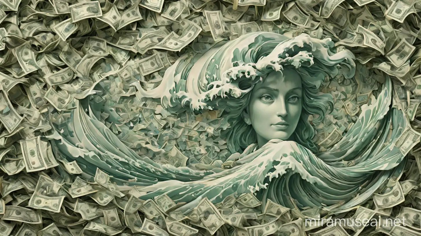 Create a wave of dollar bills