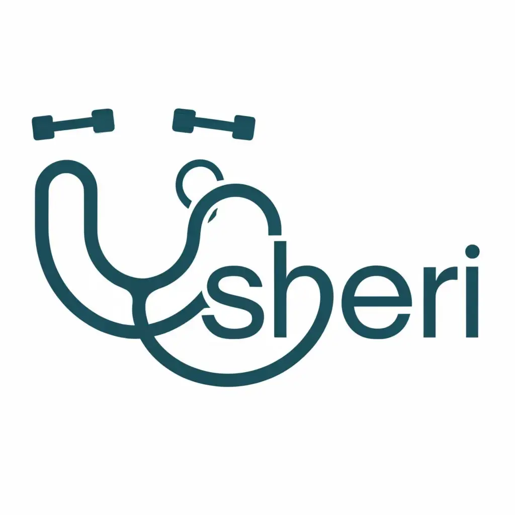 logo, Stethoscope, with the text "Sheri", typography, be used in Education industry