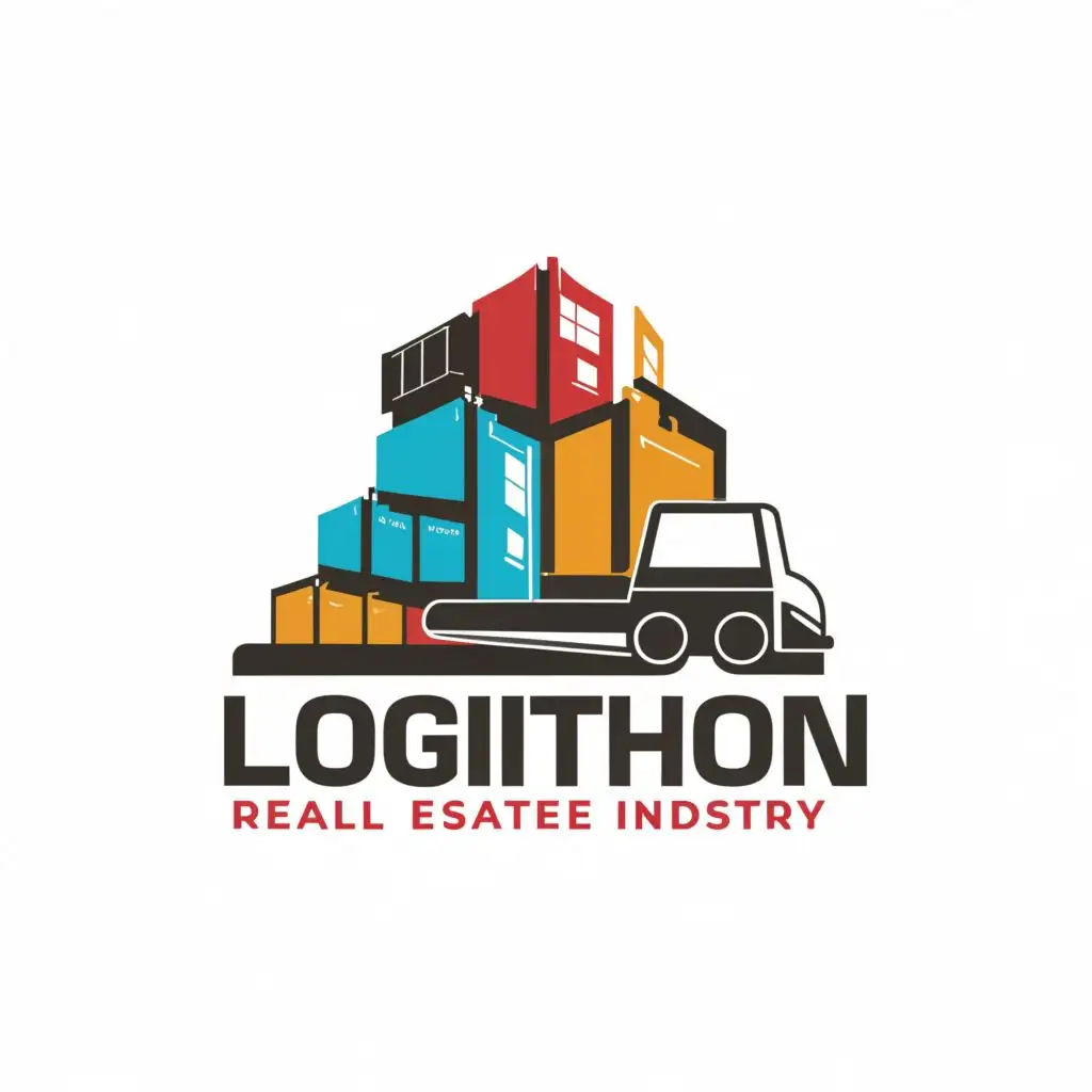 a logo design,with the text "Logithon", main symbol:Supply containers, truck,complex,be used in Real Estate industry,clear background