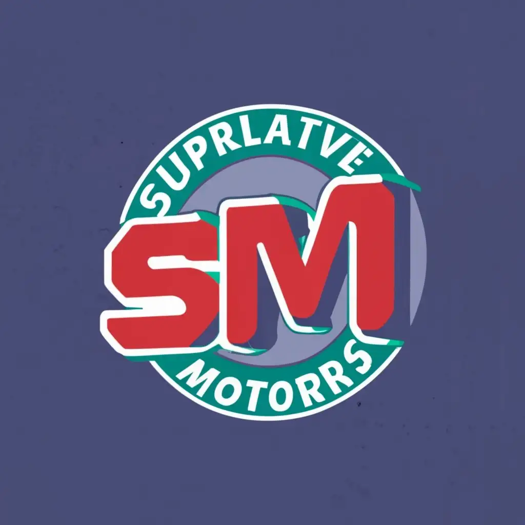 logo, S m, with the text "Superlative motors", typography, be used in Automotive industry