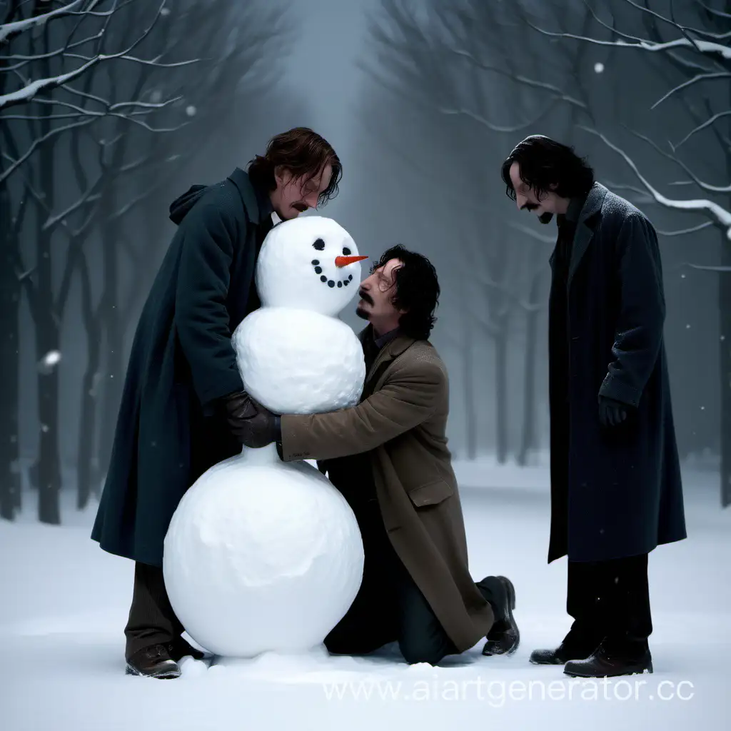 Remus Lupin and Sirius Black make a snowman 