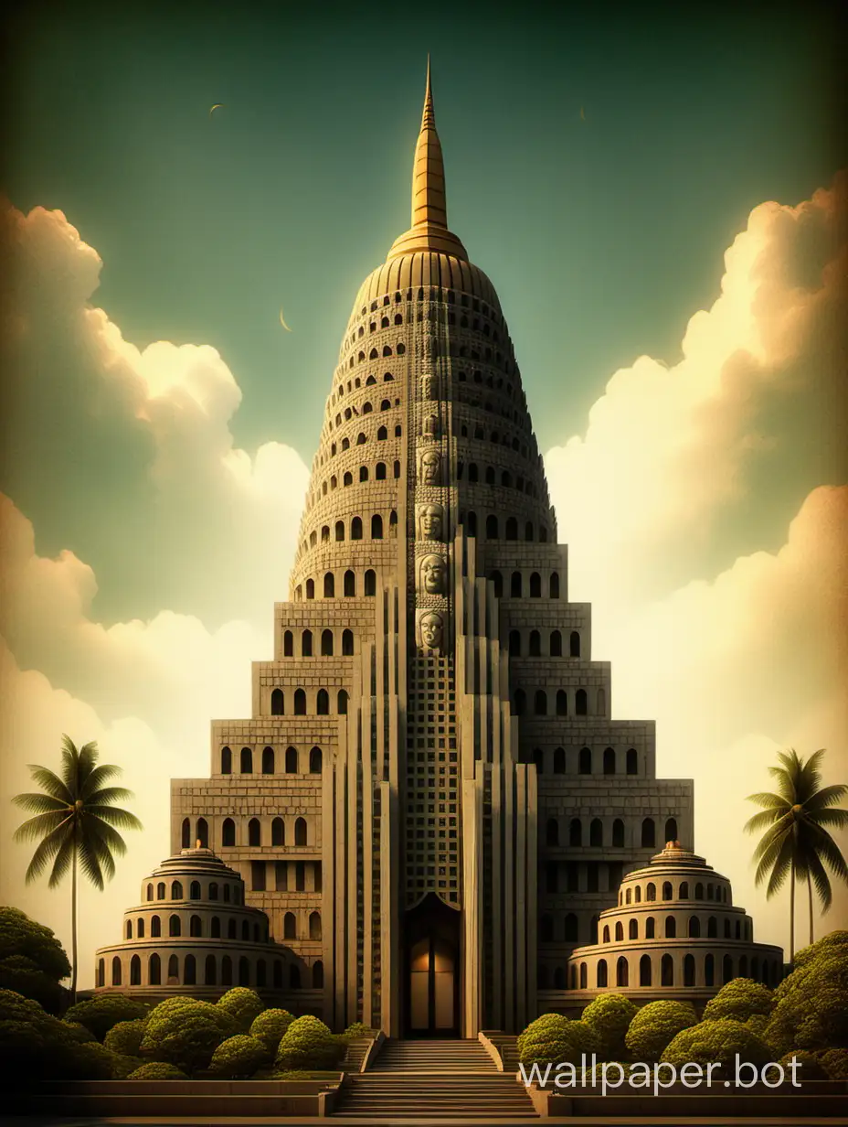 Borobudur inspired skyscraper in art deco style
