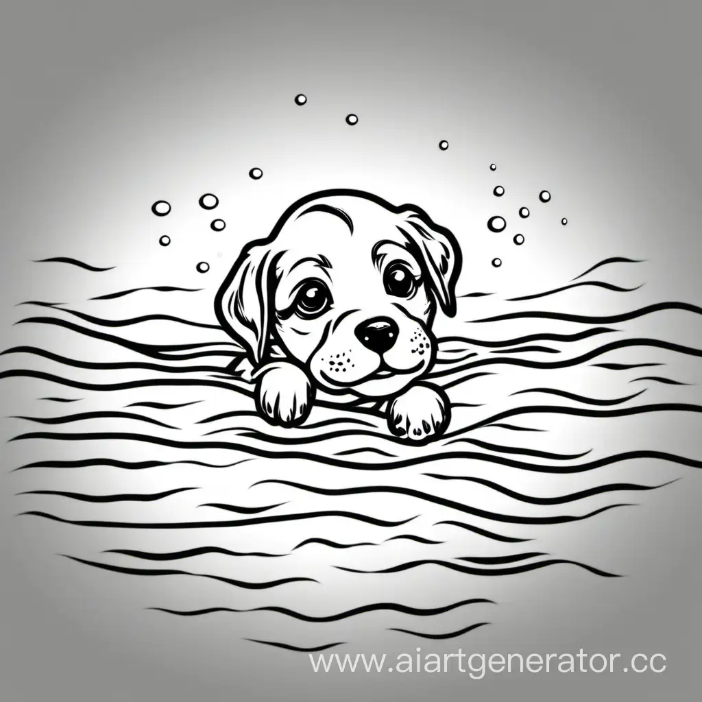 outline of 

puppy swiming
