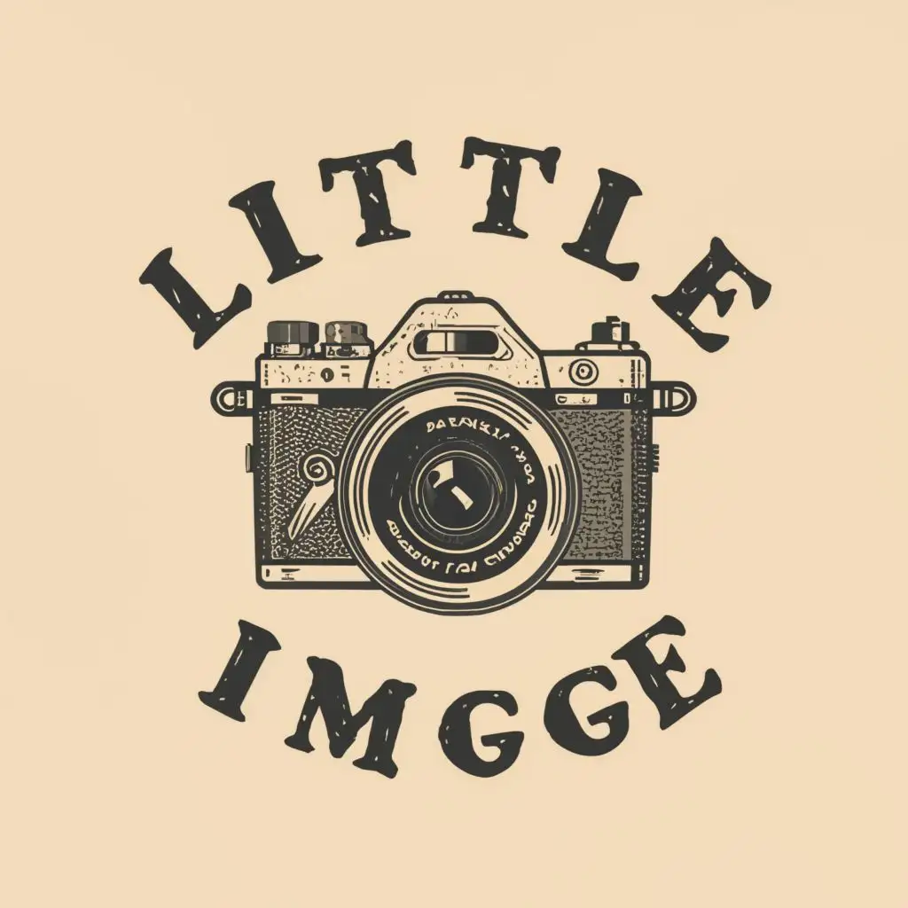 logo, camera, with the text "little image", typography