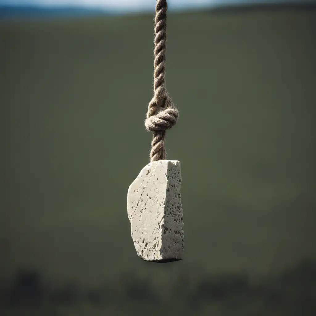 Stone Pendant Hanging from Hemp Rope