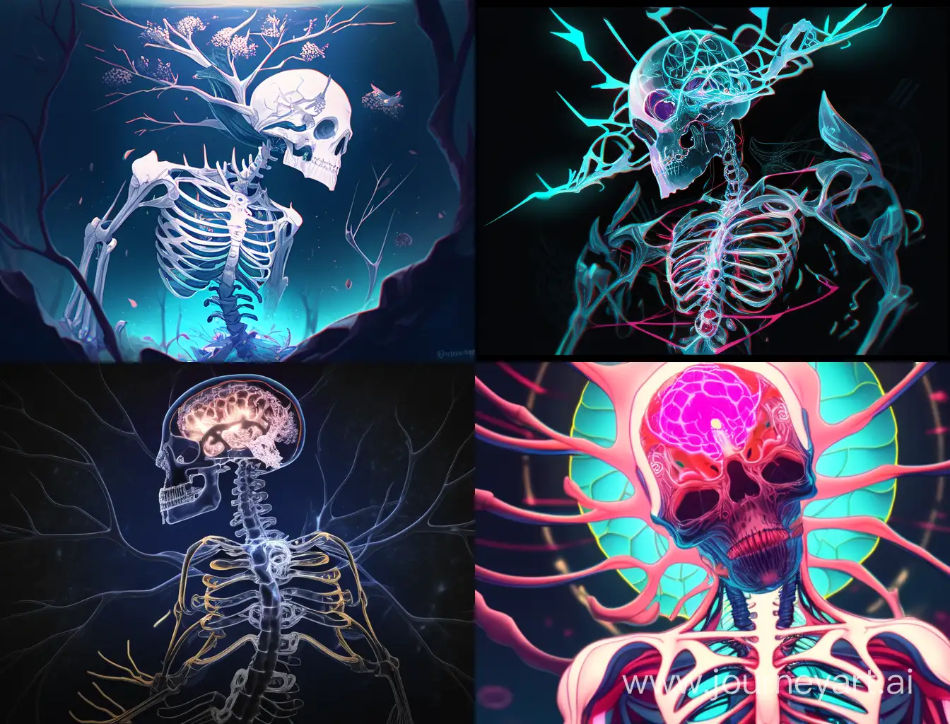 Anatomical-Illustration-of-Skeleton-with-Brain-Niji-4-Art