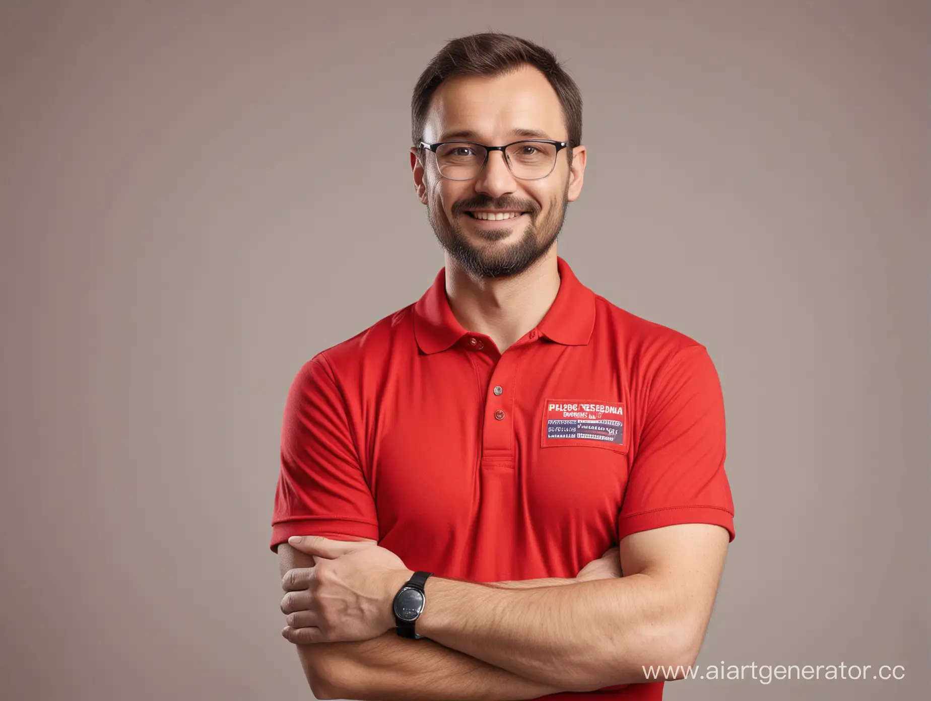 Experienced-Russian-Door-Installer-in-Red-Polo-Shirt-Smiling