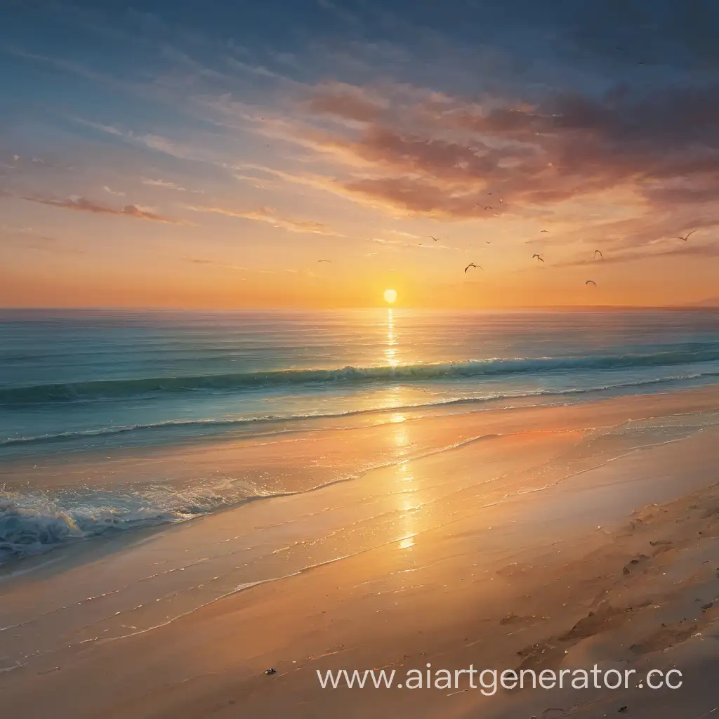 Vibrant-Sunset-Over-Serene-Beach-Seascape