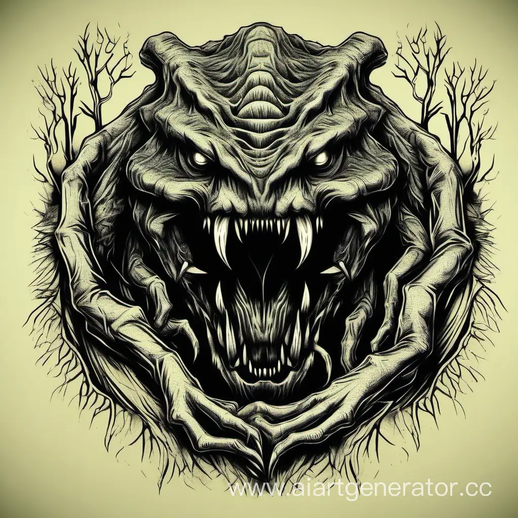 Engraved-Style-Depiction-of-a-Menacing-Forest-Creature