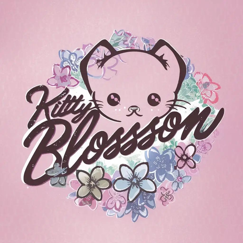 logo, kitten/blossom, with the text "kitty blossom", typography