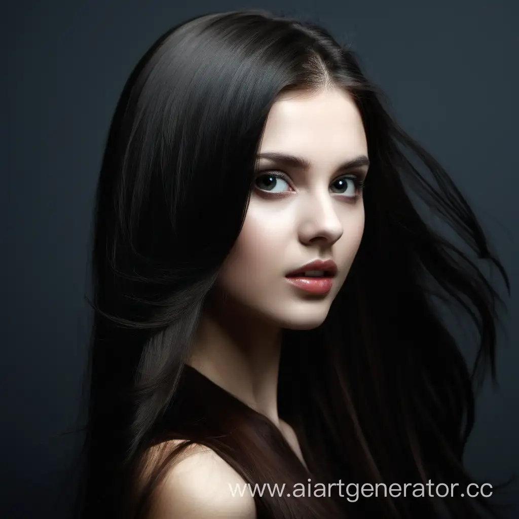 Elegant-DarkHaired-Girl-with-a-Beautiful-Hairstyle