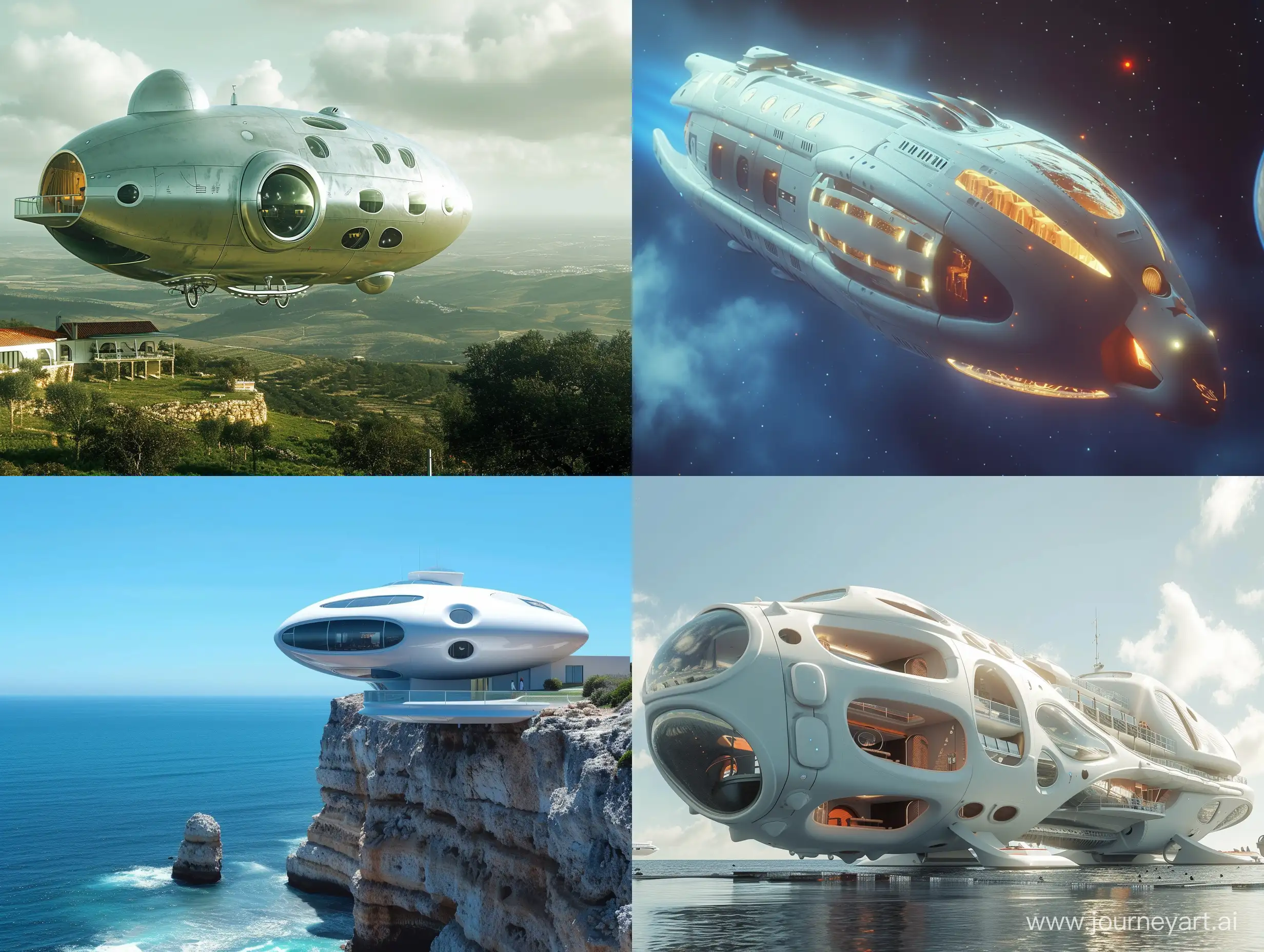 create a transition slide for a futuristic science fiction film festival. this is to present one of many films. the theme is called "future documentary" and the film in the category is about a futuristic love hotel in Portugal that looks like a space ship.
