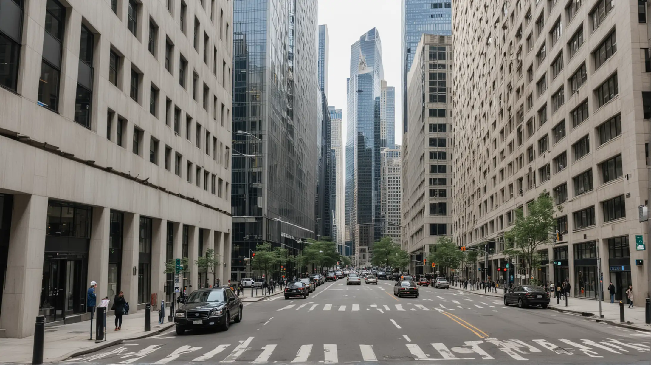 Urban HighRise Office Building Next to Busy Street