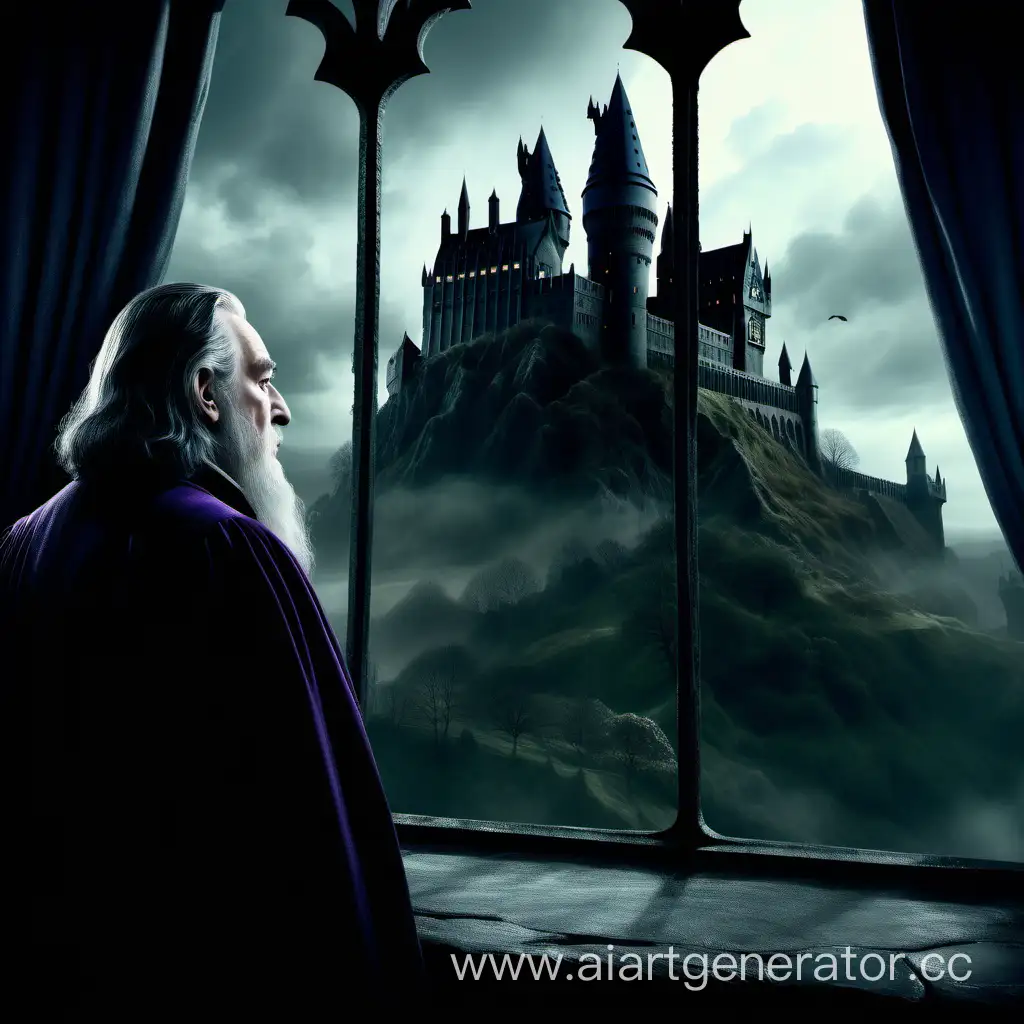 Snape-Snegg-Contemplates-Misty-Castle-View-with-Dumbledore