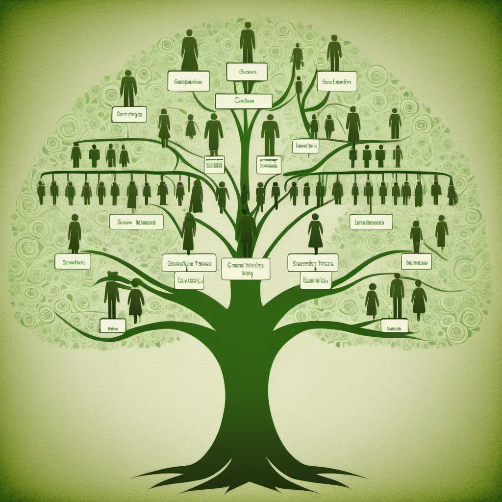Genealogical Analysis Vibrant Green Family Tree
