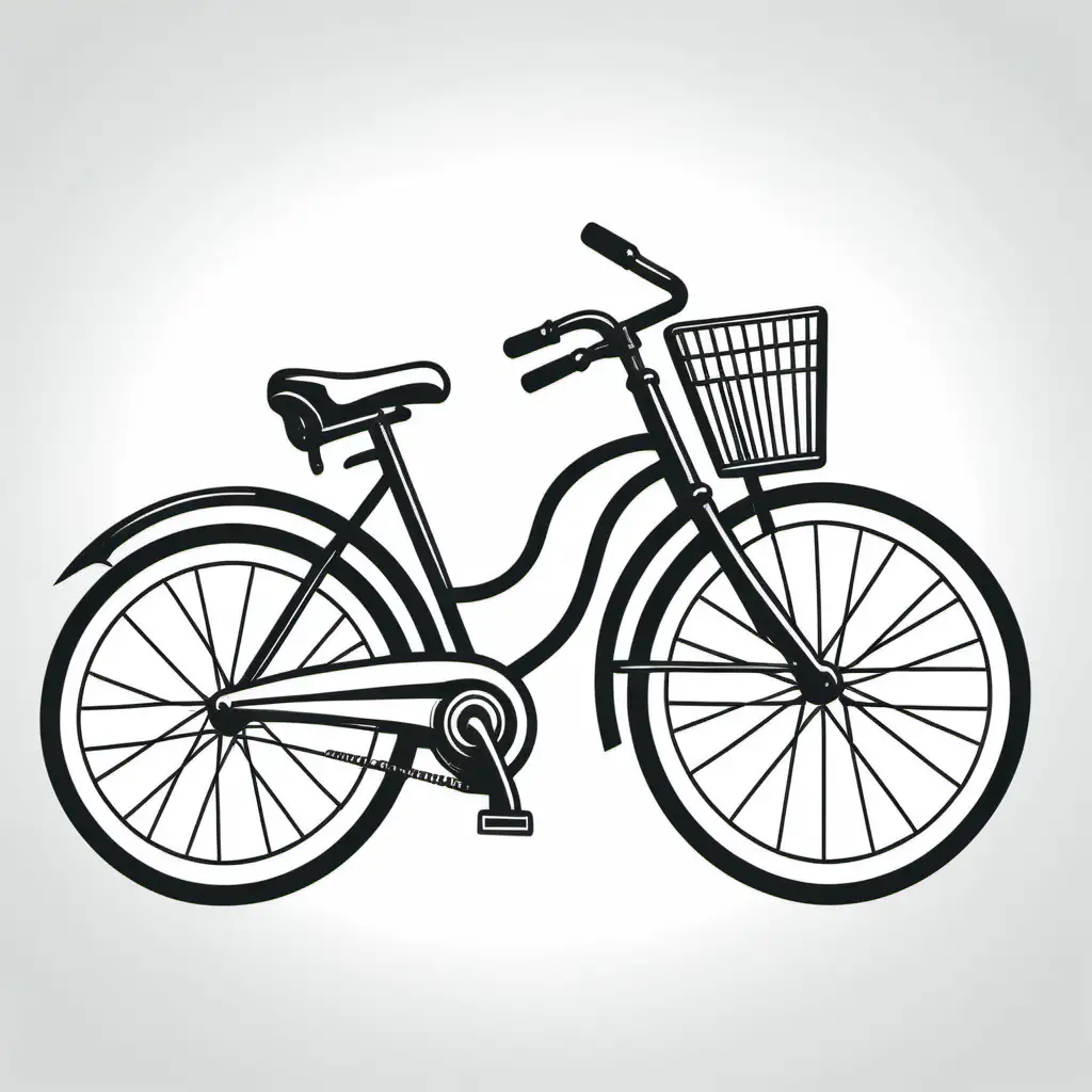 retro bicycle simple outline black and white
