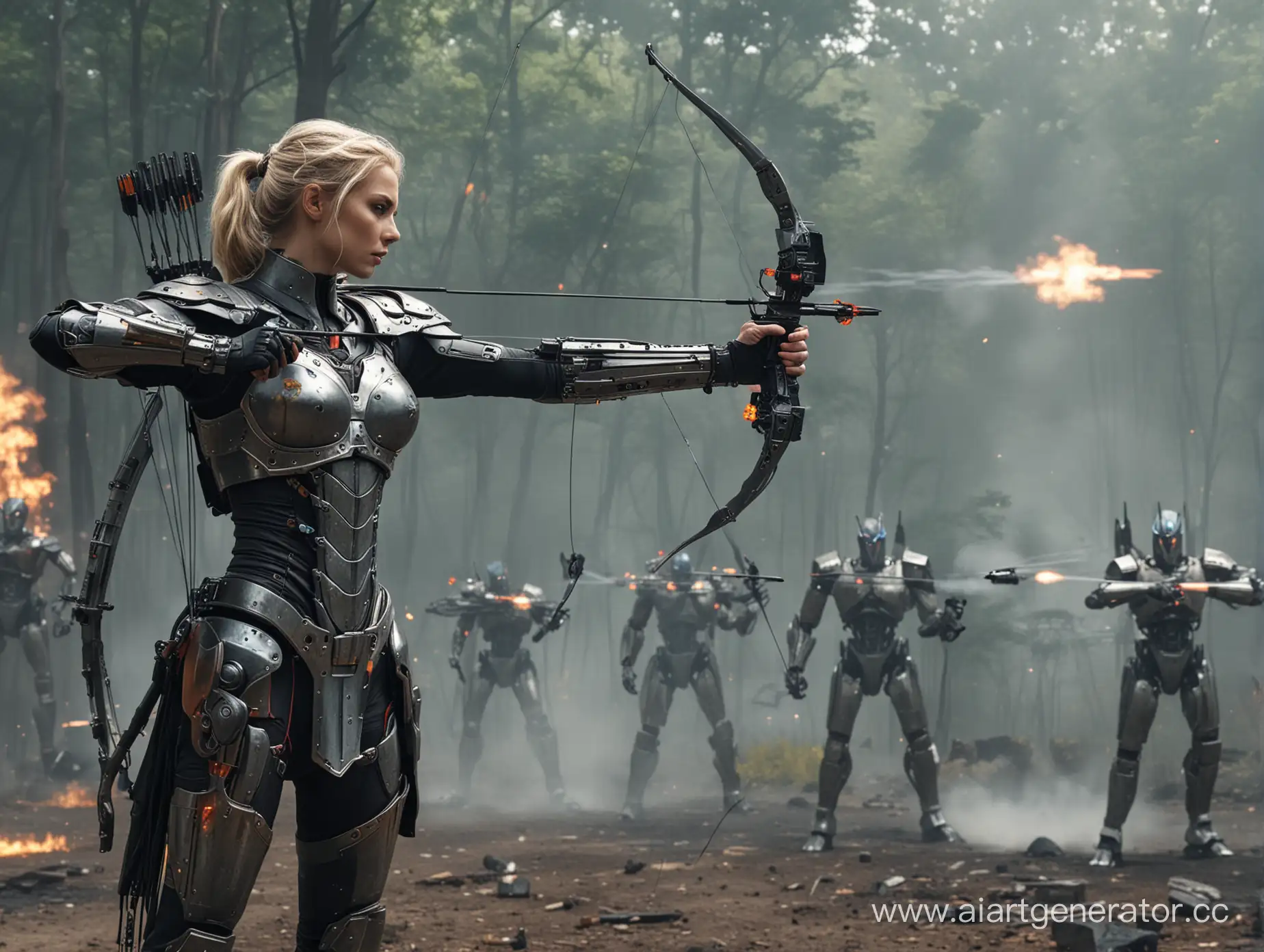 Heroic-Archer-Defending-Against-Evil-Robots-in-Futuristic-Battle