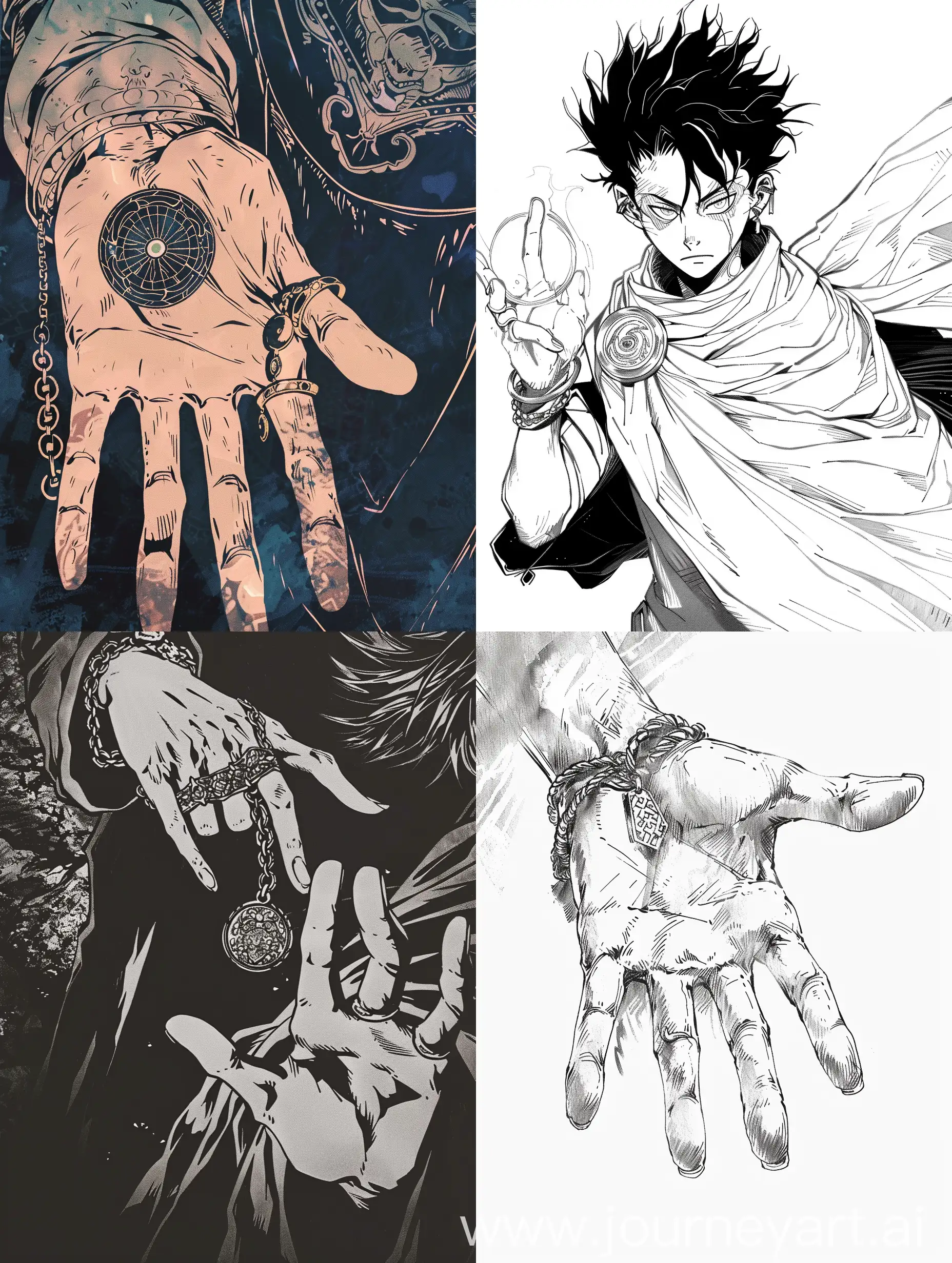 MangaStyled-Character-Grasping-Amulet-with-Left-Hand