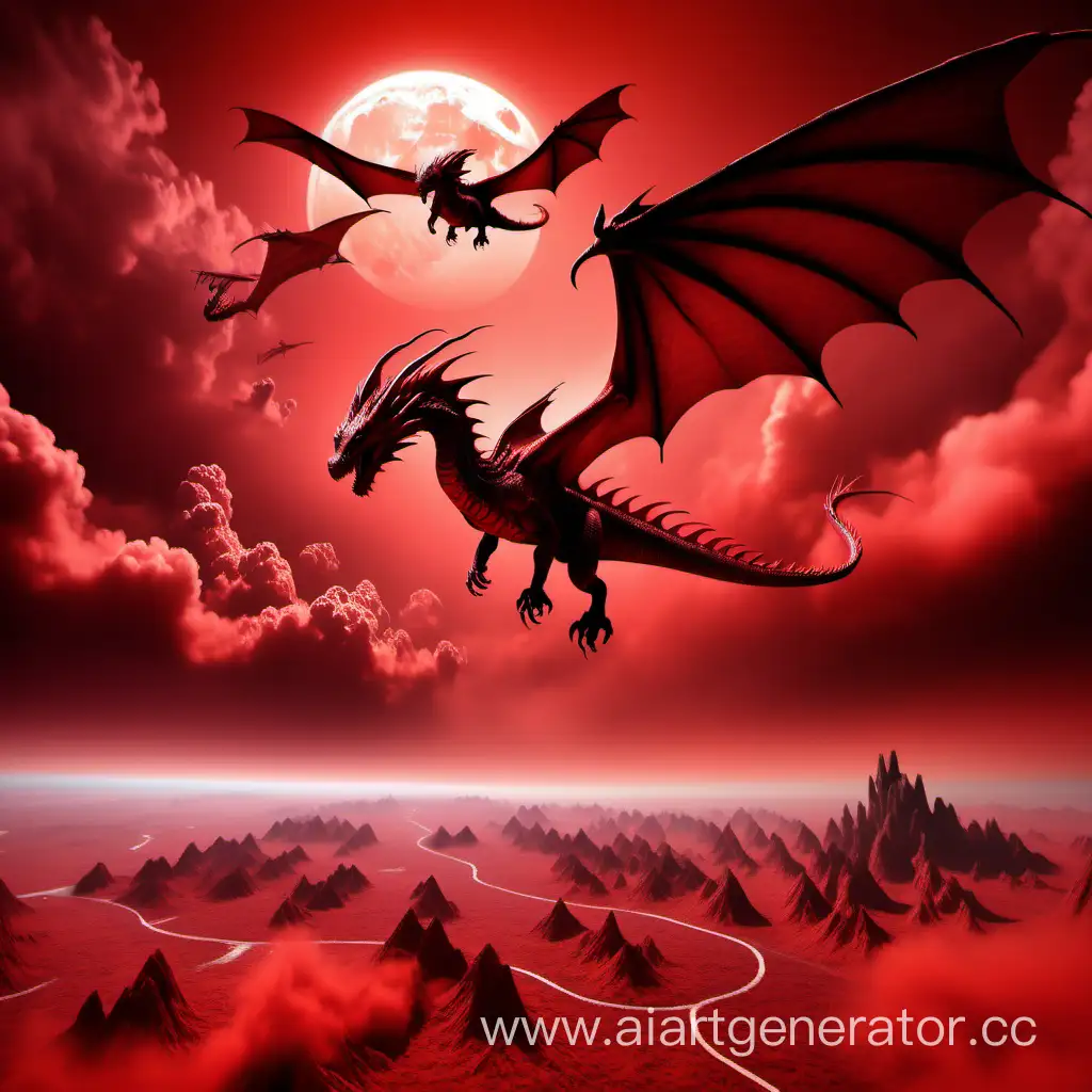 Enchanting-Realm-of-Crimson-Skies-with-Soaring-Dragons