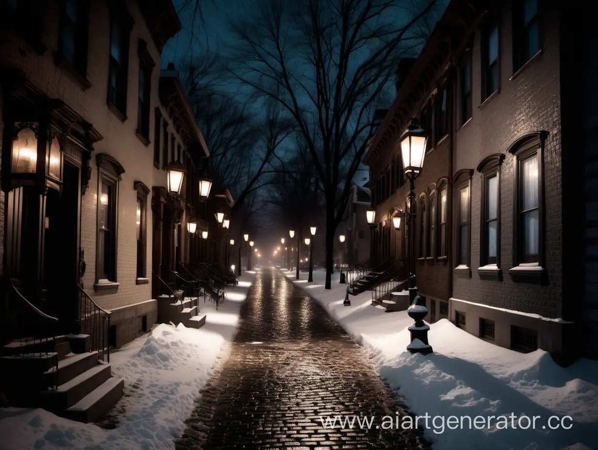 Quiet-Victorian-Streets-Cobblestone-Sidewalks-and-Dimly-Lit-Lanterns