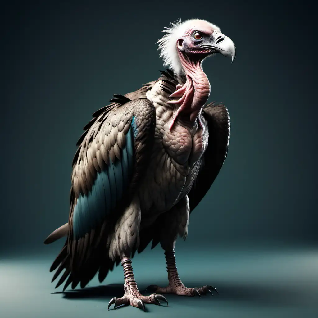  full body shot   vulture.  style, semi realistic fantasy look