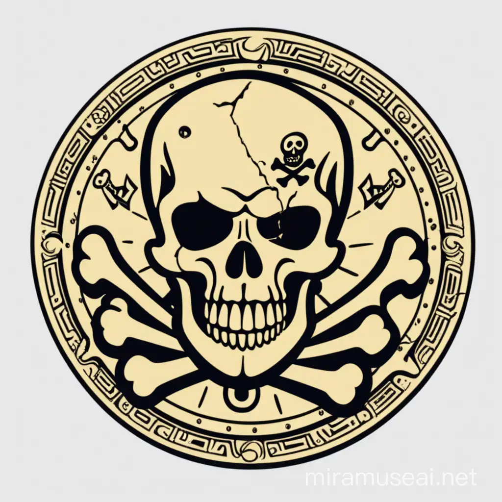 Pirate treasure coin, simple, vector, skull