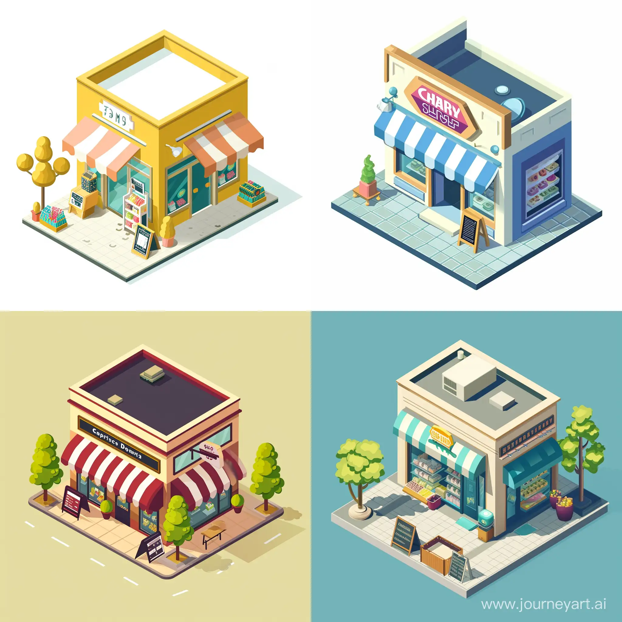 isometric cartoon shop, in vector style