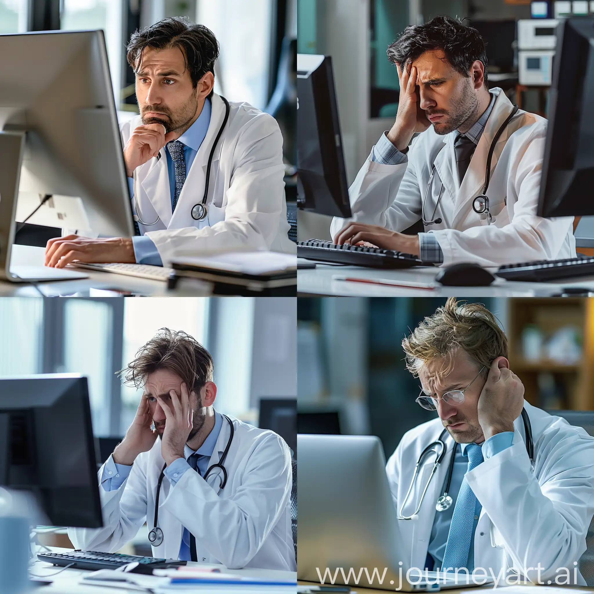 Frustrated-Medical-Doctor-Engaging-with-Computer-Entry