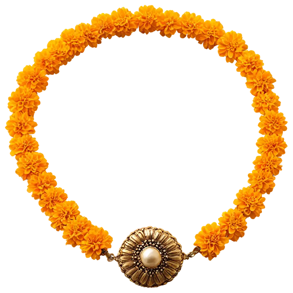 Exquisite-Marigold-Mala-PNG-Elevate-Your-Designs-with-HighQuality-Floral-Elements