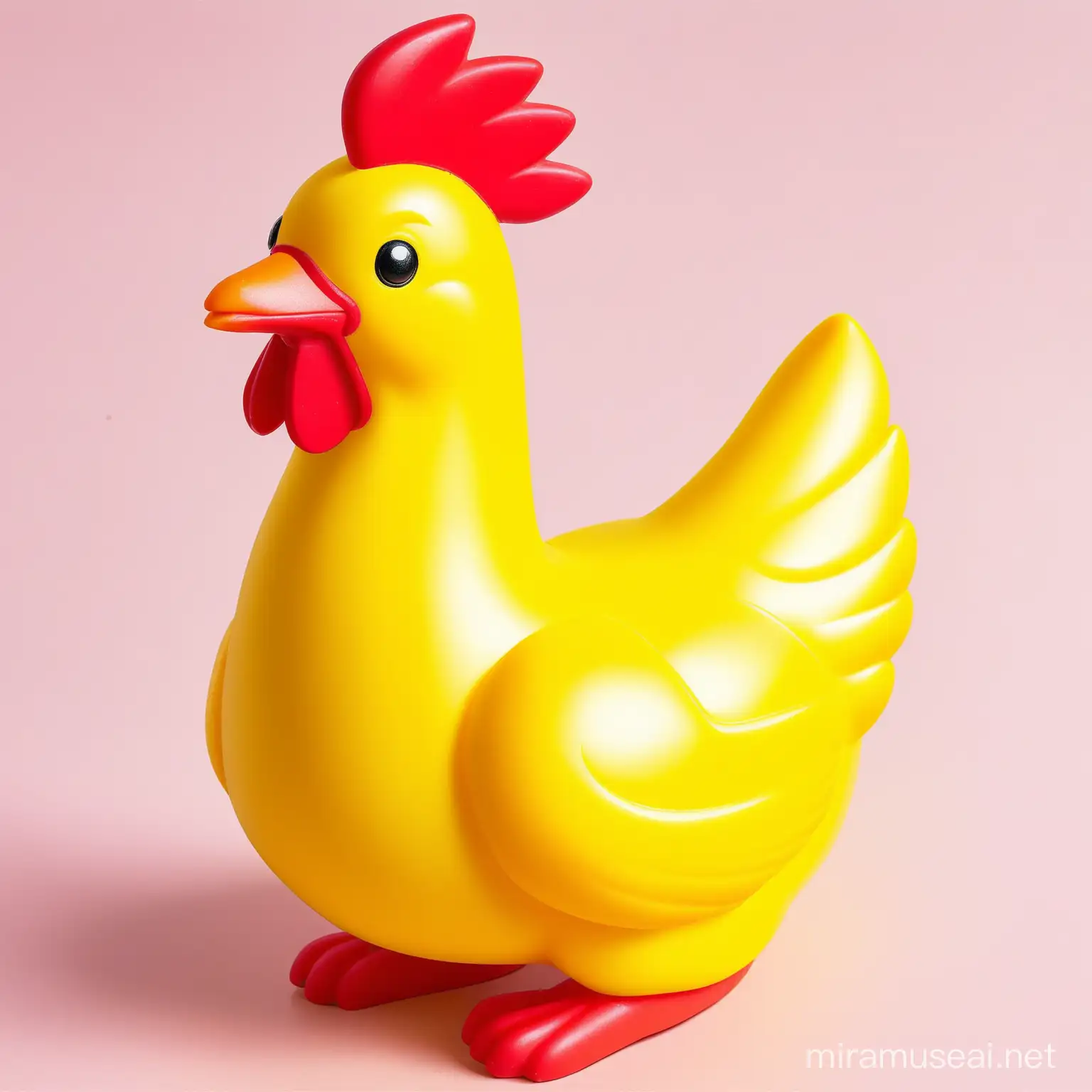 Playful Rubber Chicken Toy with Vibrant Colors and Comical Expression