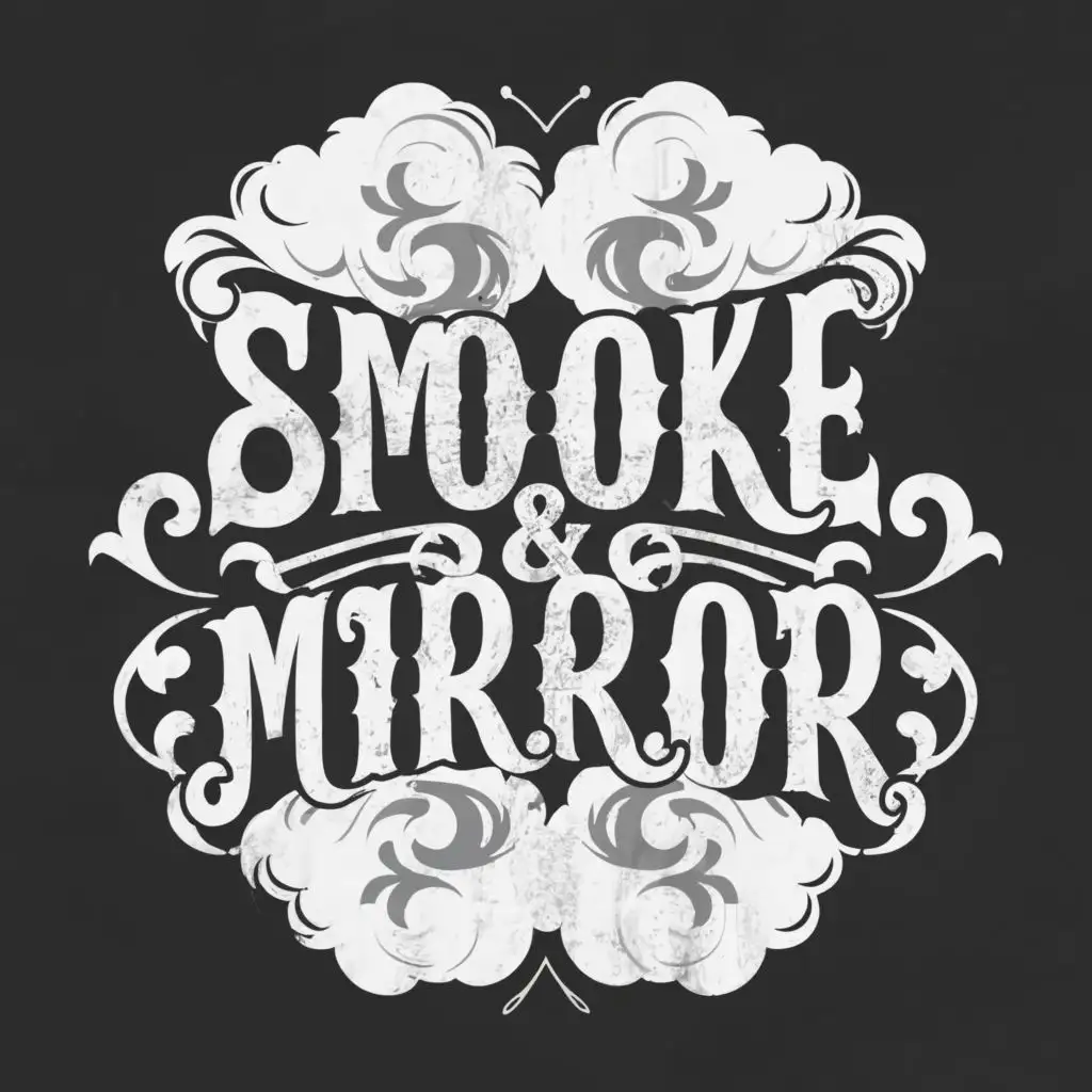 logo, Smoke mirror faces, with the text "SMOKE & MIRROR", typography